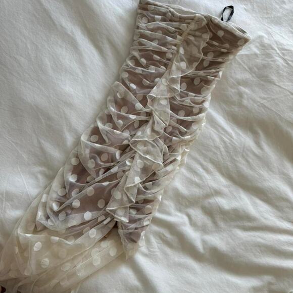 Majorelle cream and white polka dot mesh maxi dress - Picture 2 of 4